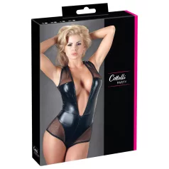 Cottelli - body z błyszczącej siateczki - czarne