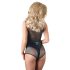 Cottelli - błyszczące czarne body siatkowe - XL