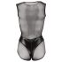 Cottelli - błyszczące czarne body siatkowe - XL