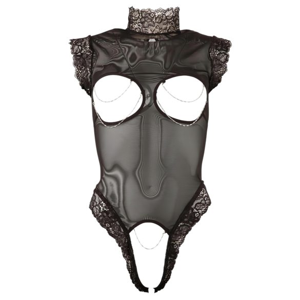 Abierta Fina - body erotyczne - zmysłowy krój - czarne - XL