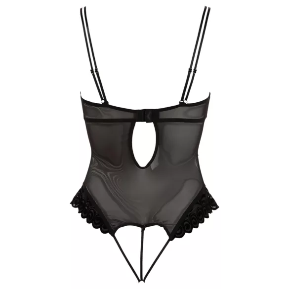 Cottelli - body damskie - aksamitne, regulowane - czarne - 80C/M