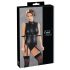 Cottelli Bondage - lśniący body bez rękawów z kajdankami (czarny) - L
