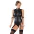 Cottelli Bondage - lśniący body bez rękawów z kajdankami (czarny) - L