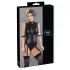 Cottelli Bondage - body bez rękawów i kajdanki na ręce - błyszczący czarny - XL
