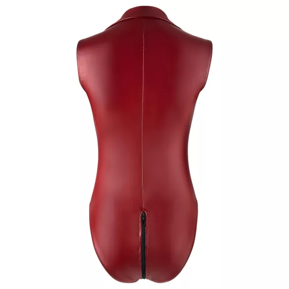 Cottelli Party - body damskie bez rękawów z zamkiem - błyszczące czerwone - XL
