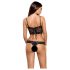 Obsessive Alluria - koronkowe body z kwiatowym motywem (czarne) - L/XL