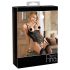 Abierta Fina - iskrzące koronkowe body z paskami (czarne) - 80B/M