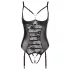 Abierta Fina - body otwarte - koronkowe z paskami - czarne - 80B/M