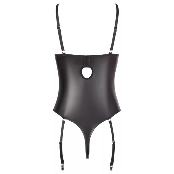 Abierta Fina - body otwarte - koronkowe z paskami - czarne - 80C/M