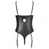 Abierta Fina - body otwarte - koronkowe z paskami - czarne - 85C/L