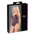 Cottelli - koronkowe body z perłami (czarne) - L