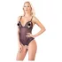 Cottelli - body otwarte z koronką i perełkami - czarne - L