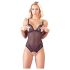 Cottelli - koronkowe body z perłami (czarne) - L