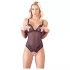 Cottelli - body otwarte z koronką i perełkami - czarne - L