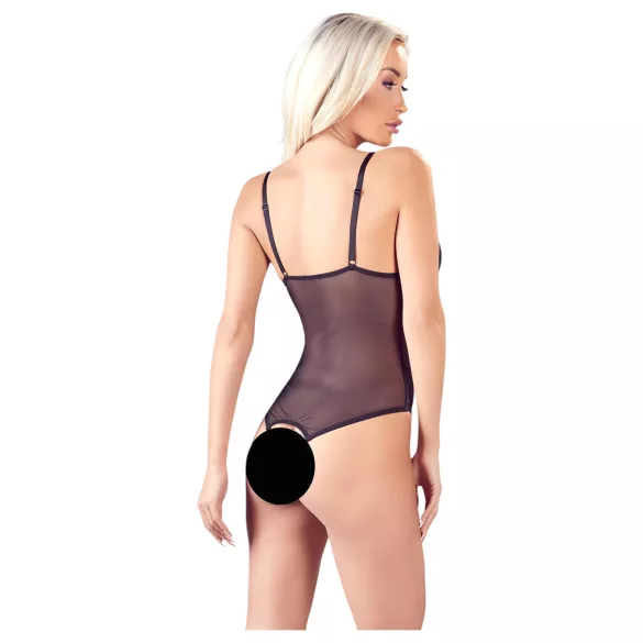 Cottelli - body otwarte z koronką i perełkami - czarne - L