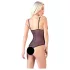 Cottelli - body otwarte z koronką i perełkami - czarne - L