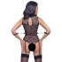 Cottelli Bondage - koronkowe body z paskami - czarne - L