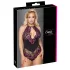 Cottelli Plus Size - body z kwiatowym wzorem - czarno-fioletowy
