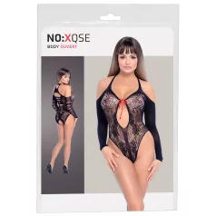 NO:XQSE - czarne body z kokardką, z długim rękawem (S-L)