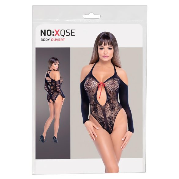 NO:XQSE - body z kokardką, długi rękaw - czarny (S-L)