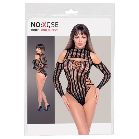 NO:XQSE - body z długim rękawem z siatki - czarny (S-L)