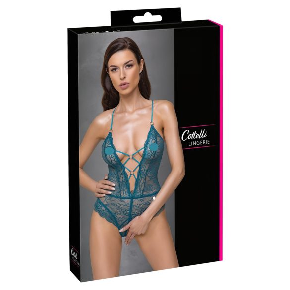 Cottelli - koronkowe body z otworem, zielone