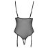 Cottelli - koronkowe body z podwiązkami, otwarte (czarne) - M