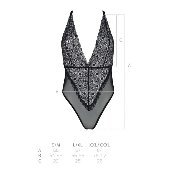 Passion Eco Zinnia - koronkowe body (czarne) - L/XL