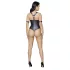 Cottelli Bondage - body erotyczne otwarte z pierścieniem - błyszczące czarne - XL