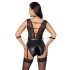 Cottelli Bondage - koronkowe body z kołnierzem (czarne)