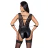 Cottelli Bondage - body koronkowe z kołnierzem - czarne - L