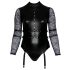 Cottelli Bondage Plus Size - koronkowe body z rękawami (czarne) - 2XL