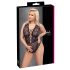 Cottelli Curves Plus Size - przezroczyste koronkowe body (czarne)
