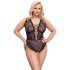 Cottelli Curves Plus Size - body damskie przezroczyste wzorzyste - czarne
