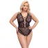 Cottelli Curves Plus Size - body damskie przezroczyste wzorzyste - czarne
