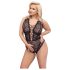 Cottelli Curves Plus Size - body damskie przezroczyste wzorzyste - czarne