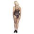 Cottelli Curves Plus Size - body damskie przezroczyste wzorzyste - czarne
