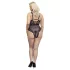 Cottelli Curves Plus Size - body damskie przezroczyste wzorzyste - czarne