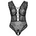 Cottelli Curves Plus Size - przezroczyste koronkowe body (czarne)
