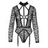 Cottelli - przezroczyste body z paskami (czarne) - M
