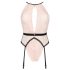 Obsessive Lilines - różowe body z pasem do pończoch - L/XL