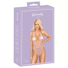 Kissable - body koronkowe - różowy - L/XL