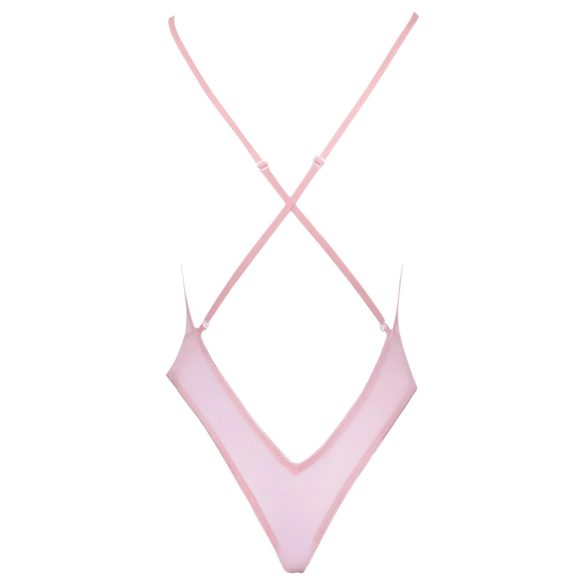 Kissable - body z haftem w róże - różowy