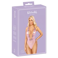 Kissable - body z haftem w róże - różowy - L/XL