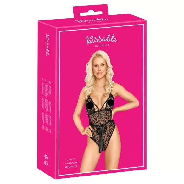 Kissable - koronkowe body (czarne) - L/XL