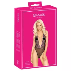 Kissable - czarne body z różowym haftem - L/XL