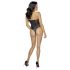 Cottelli Party - koronkowe body z kwiatowym wzorem (czarne) - M