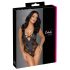 Cottelli Party - koronkowe body z kwiatowym wzorem (czarne) - XL