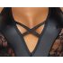 Cottelli Party - koronkowe body z kwiatowym wzorem (czarne) - XL