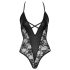 Cottelli Party - koronkowe body z kwiatowym wzorem (czarne) - XL
